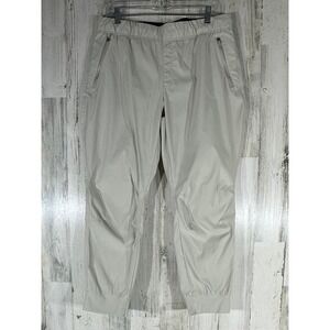 Eddie Bauer Womens Jogger Hiking Pants Size 14 Beige Drawstring Waist Zip Pocket
